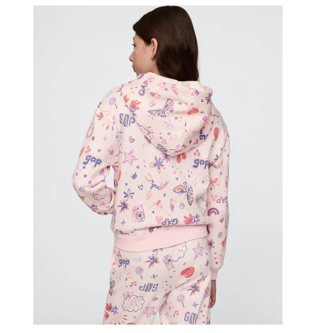 GAP Logolu Kız Çocuk Fransız Havlu Kumaş Fermuarlı S-shirt Ceket Pembe