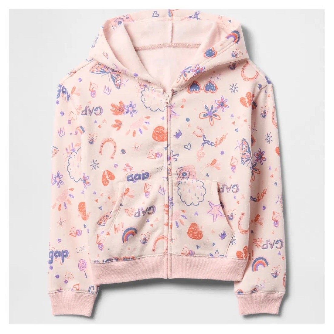 GAP Logolu Kız Çocuk Fransız Havlu Kumaş Fermuarlı S-shirt Ceket Pembe