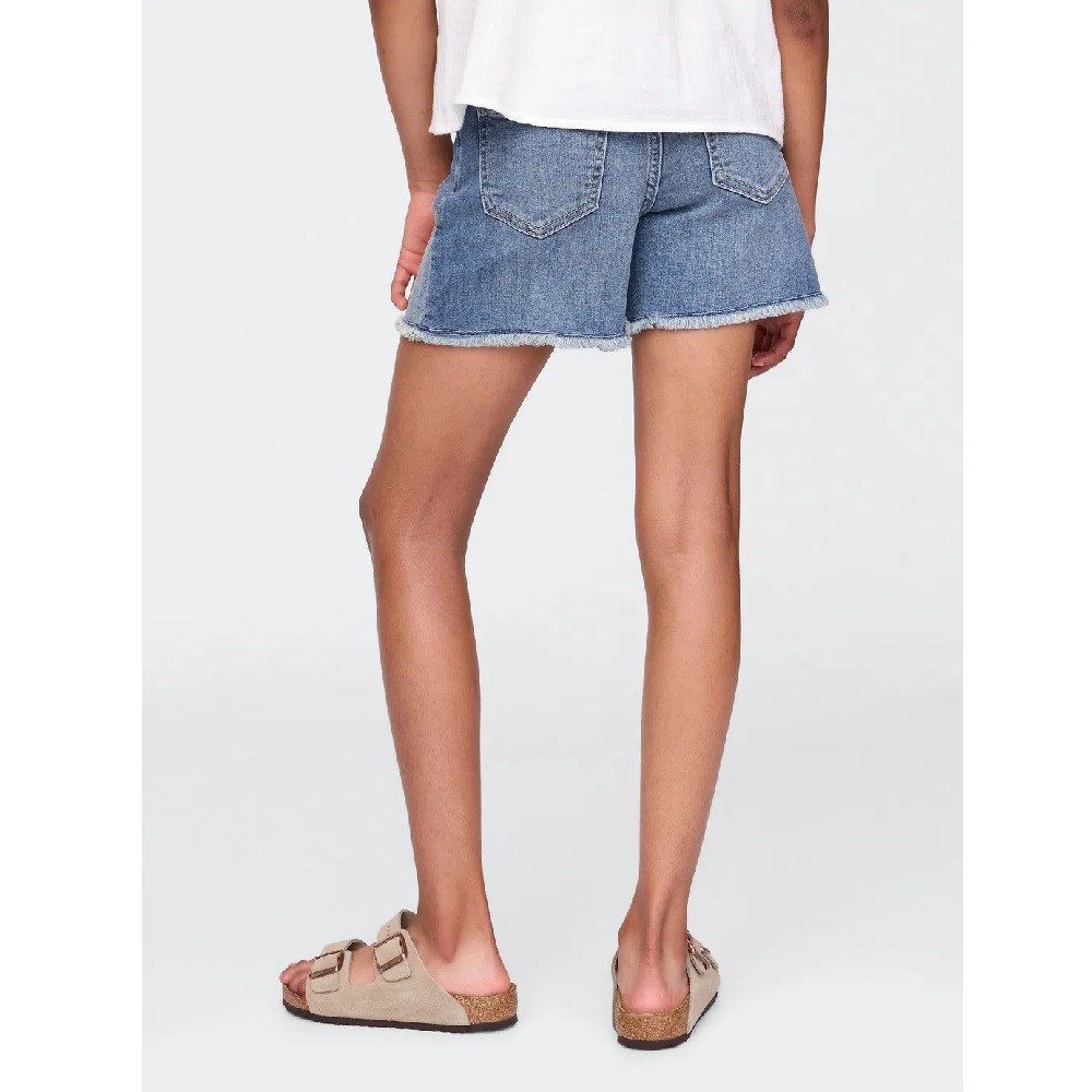 GAP Kız Çocuk Mid Rise Midi Denim Şort Mavi