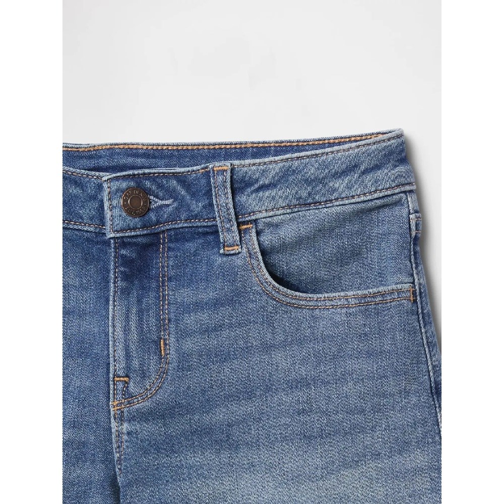 GAP Kız Çocuk Mid Rise Midi Denim Şort Mavi