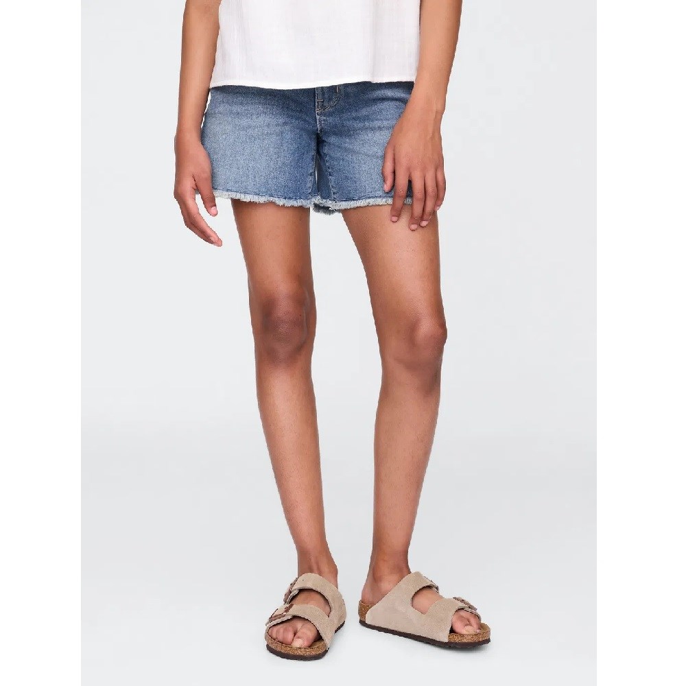 GAP Kız Çocuk Mid Rise Midi Denim Şort Mavi