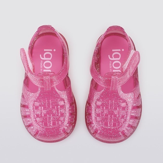 İgor Yazlık Çocuk Sandaleti Tobby Gloss Transparante- Fuchsia Glitter Pembe