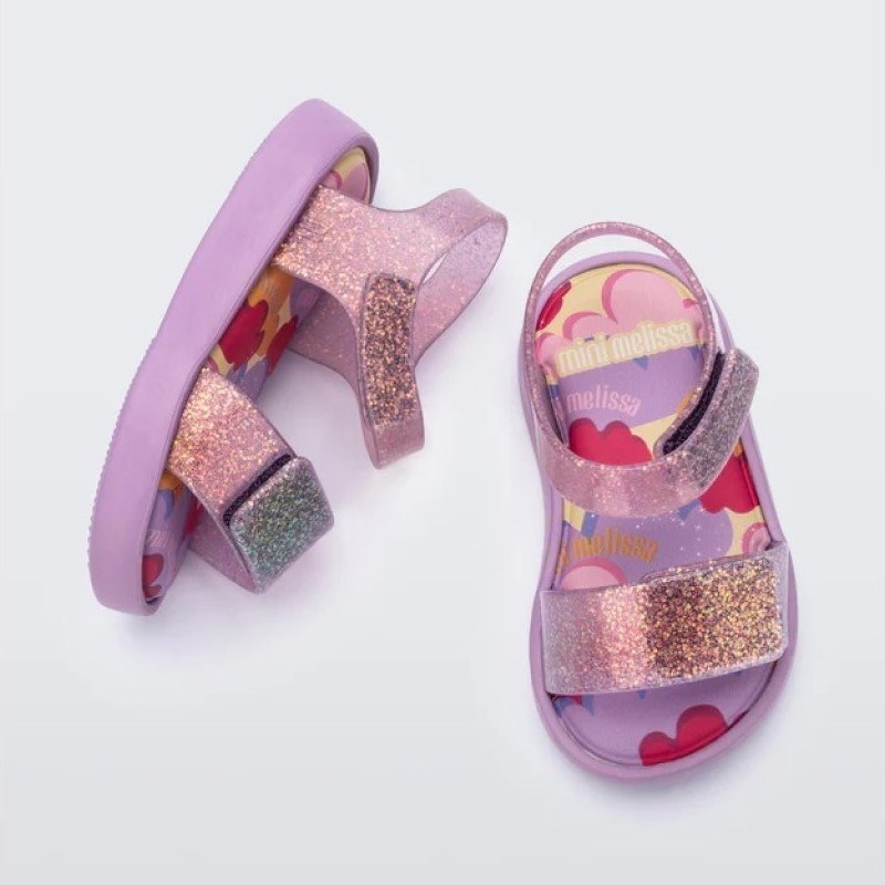 Mini Melissa Jump Baskılı Bebek Sandaleti Mor