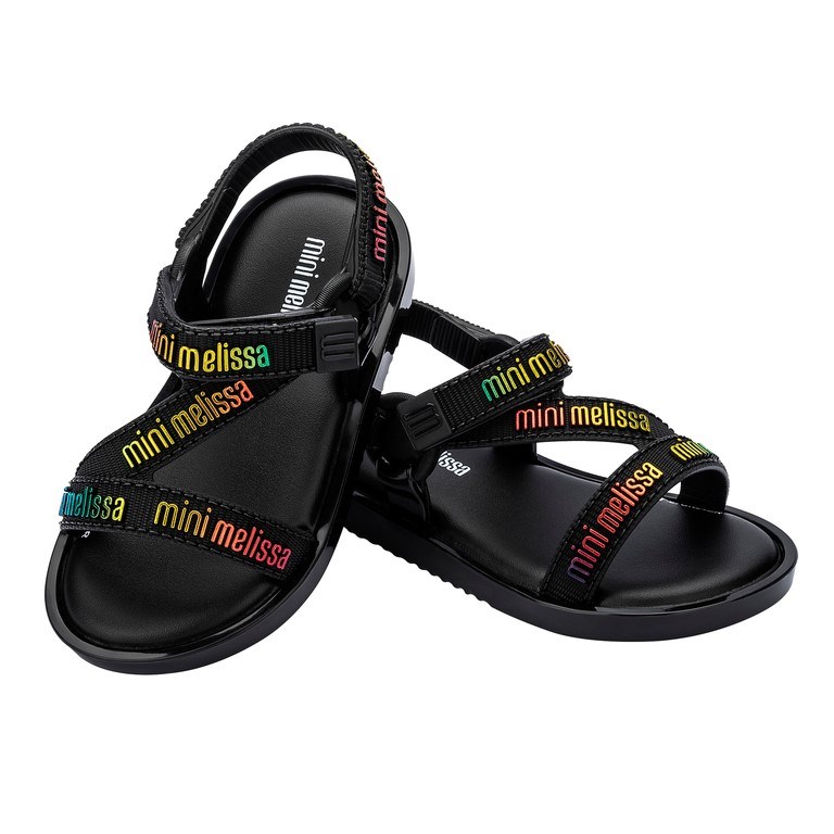 Mini Melissa Stripes M Lover Bebek Sandaleti Siyah