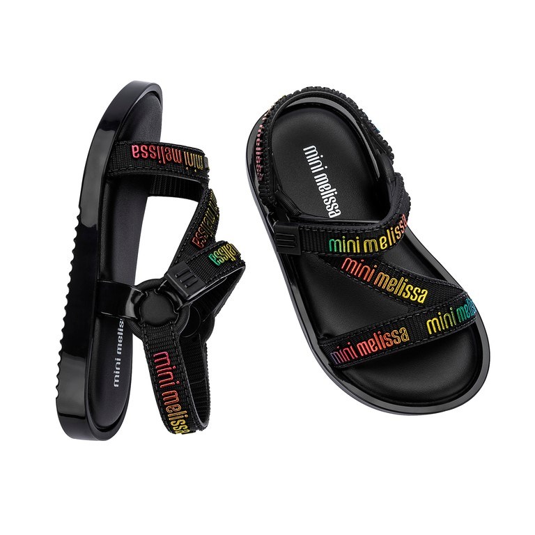 Mini Melissa Stripes M Lover Bebek Sandaleti Siyah