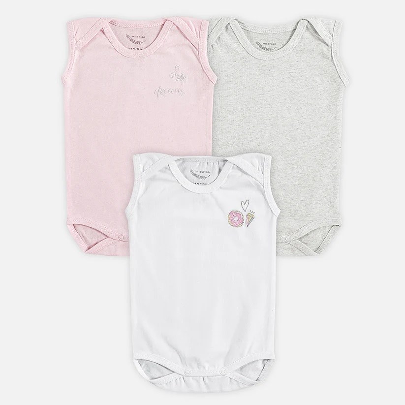 Mi Espiga Sweet Dream Bebek Kolsuz Body 3'lü Set Pembe