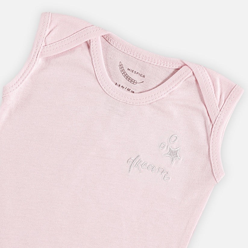 Mi Espiga Sweet Dream Bebek Kolsuz Body 3'lü Set Pembe