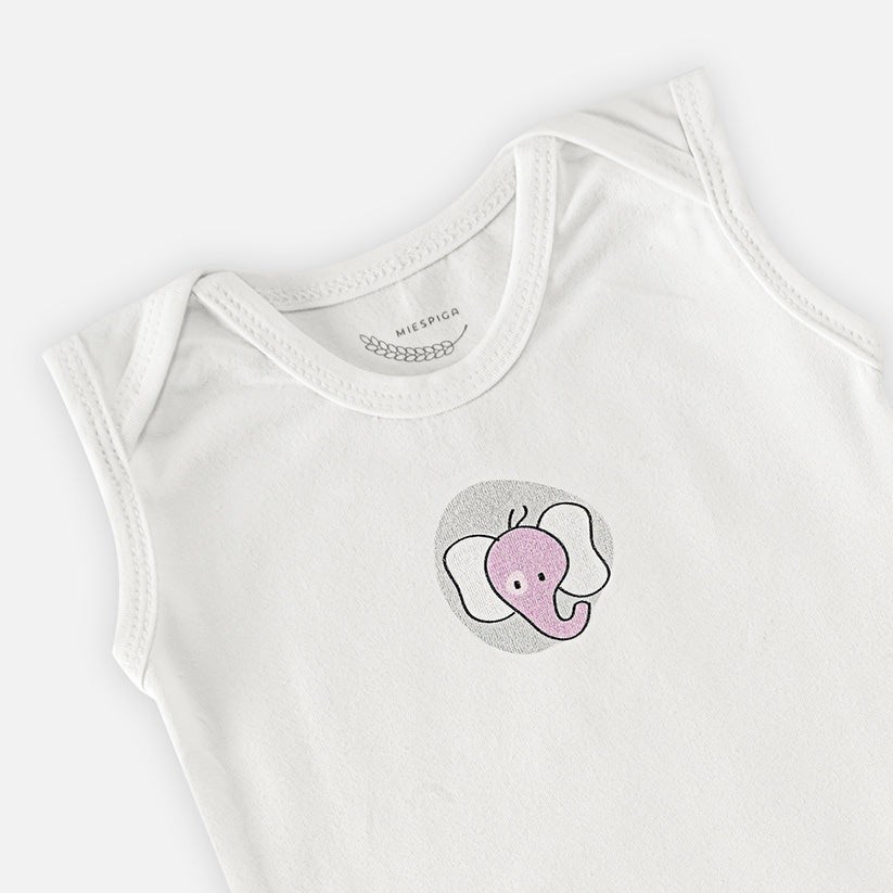 Mi Espiga Bebek Fil Baskılı Kısa Kollu Body 3'lü Set Pembe