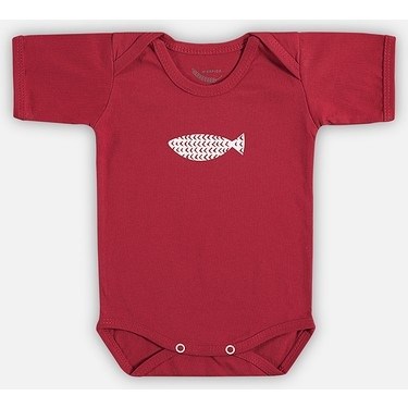 Mi Espiga Bebek Balık Baskılı Kısa Kollu Body 3'lü Set Kırmızı
