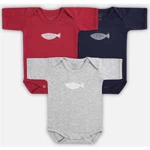 Mi Espiga Bebek Balık Baskılı Kısa Kollu Body 3'lü Set