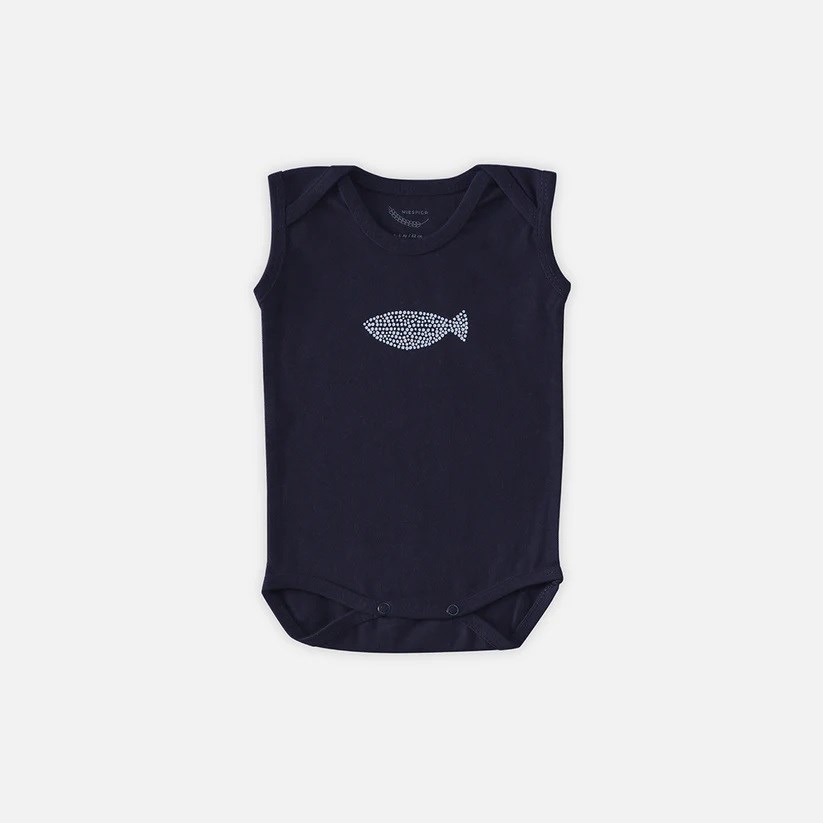 Mi Espiga Bebek Balık Baskılı Sıfır Kollu Body 3'lü Set Kırmızı