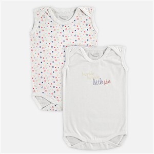 Mi Espiga Twinkle Baskılı 2'li Sıfır Kollu Bebek Body