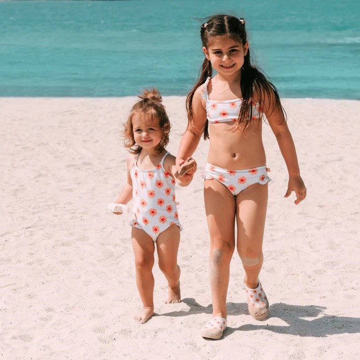 Swim Essentials Kız Çocuk Bikini-Flower Beyaz