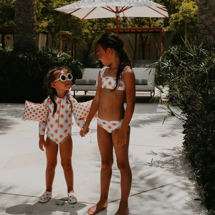 Swim Essentials Kız Çocuk Bikini-Flower Beyaz