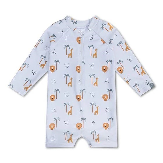 Swim Essentials Fermuarlı Uzun Kollu Mayo- Jungle Beyaz