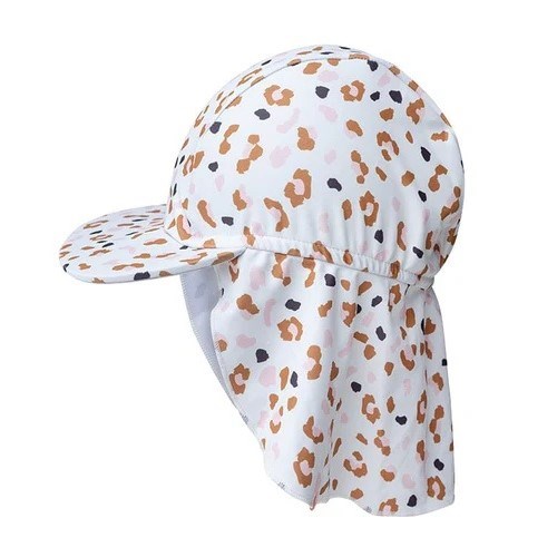 Swim Essentials Yazlık Kız Çocuk Şapka- Leopar Beyaz