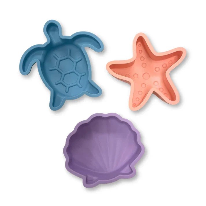 Swim Essentials Sea Animals Silikon Oyuncak Seti - Kova, Kürek ve 3 adet Kalıp 