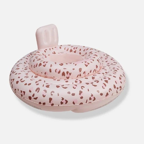 Swim Essentials Old Pink Leopard Bebek Sırt Destekli Yüzme Simidi 0-1 Yaş 