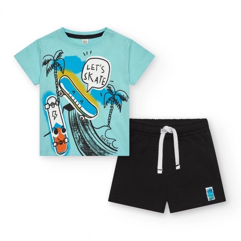 Tuc Tuc Yazlık Erkek Çocuk Kısa Kol T-shirt Şort 2'li Set Mavi