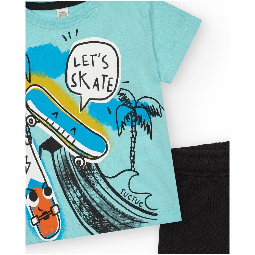 Tuc Tuc Yazlık Erkek Çocuk Kısa Kol T-shirt Şort 2'li Set Mavi