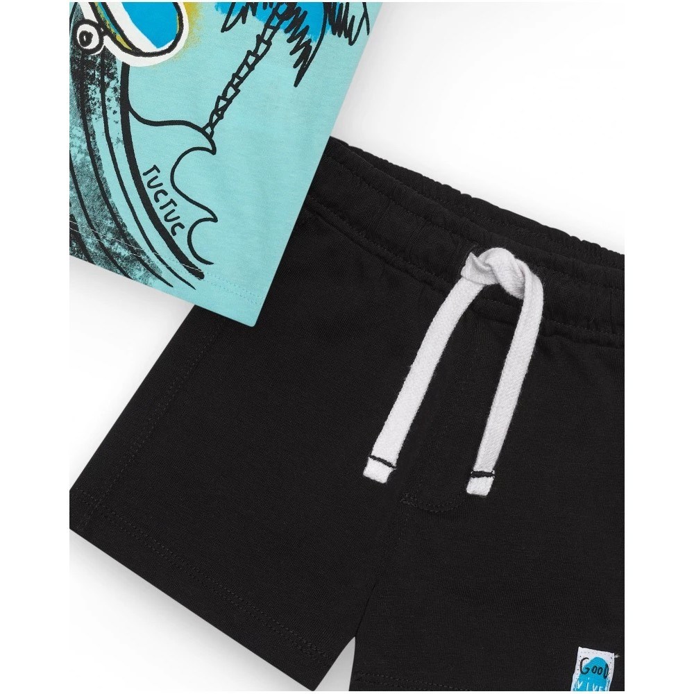 Tuc Tuc Yazlık Erkek Çocuk Kısa Kol T-shirt Şort 2'li Set Mavi